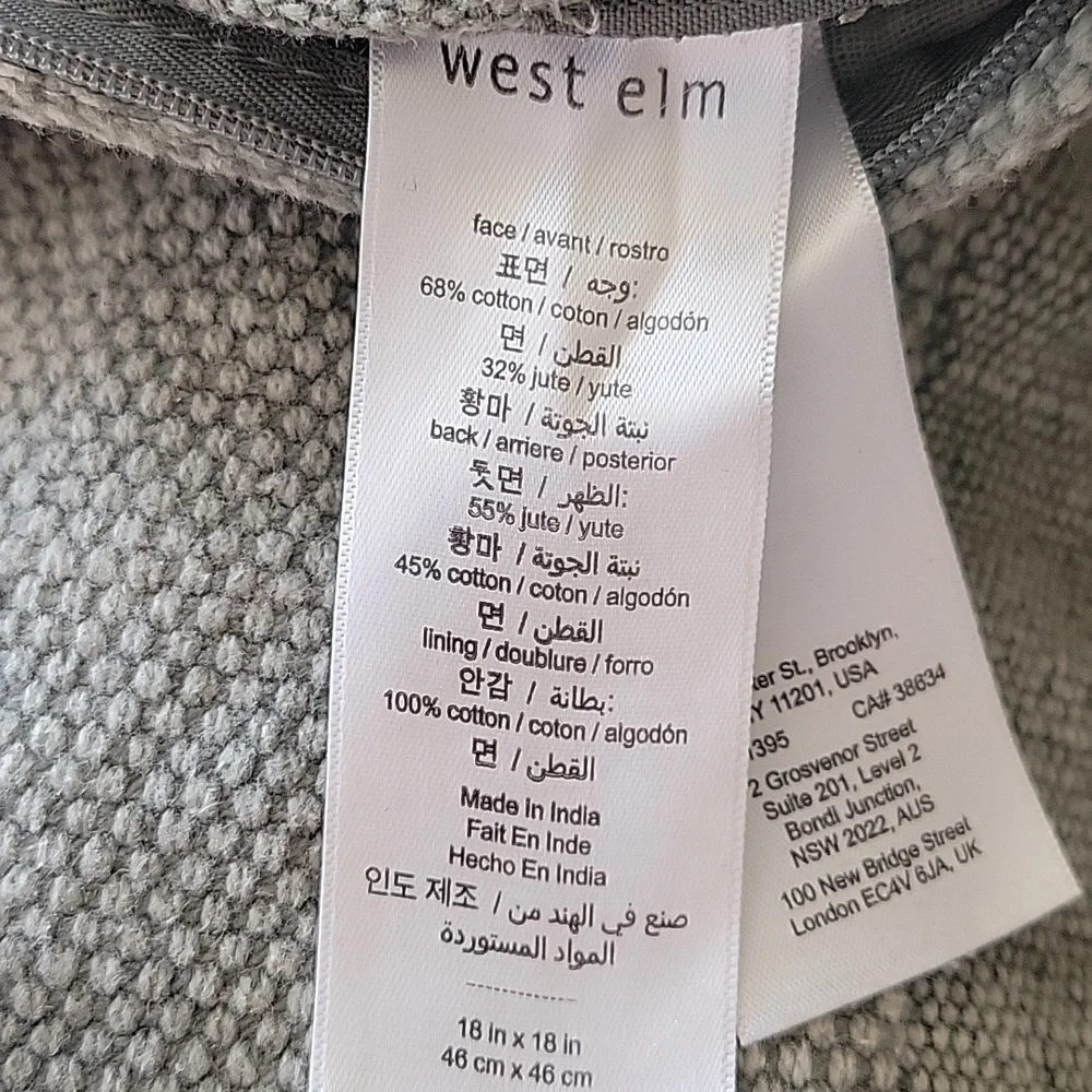 West Elm Cotton Canvas Textured Pillow Cover 18x18